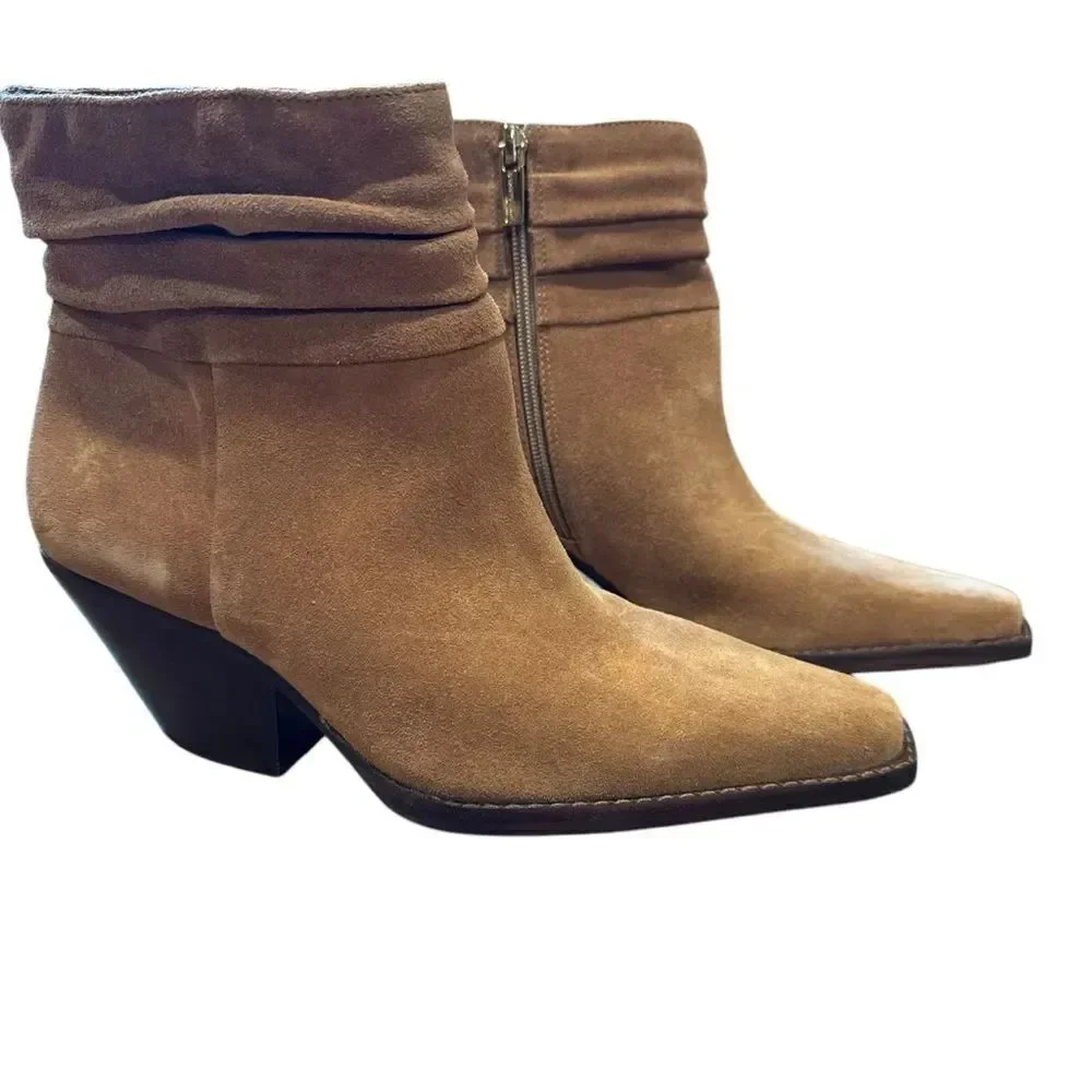 Revolve Vince Camuto Nerlinji Leather Suede Slouch Ankle Western Boot NWOT